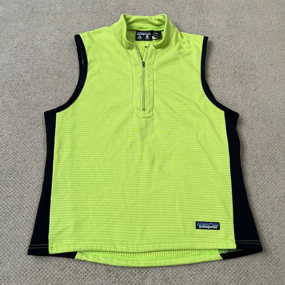 Vintage 2000s Patagonia R1 Polartec Regulator Fleece Vest Lime Green Black S